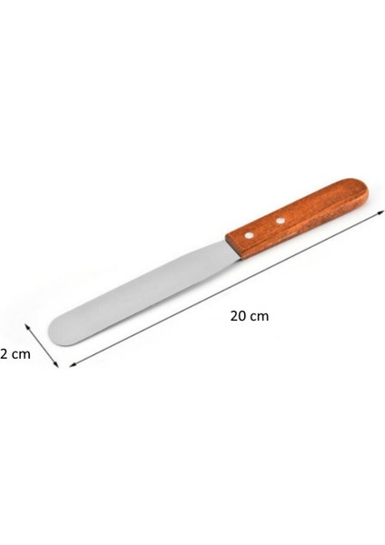 Tahta Saplı Spatül - 3 Adetlik Set - Paslanmaz Çelik