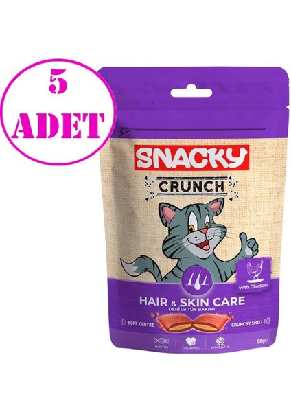 Crunchy Tavuklu Kedi Ödülü Hair-Skin 60 gr 5 Adet