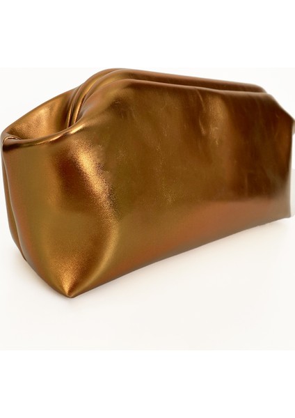 Kadın Parlak Dokulu Deri Clutch El Çantası