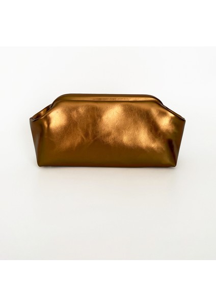 Kadın Parlak Dokulu Deri Clutch El Çantası