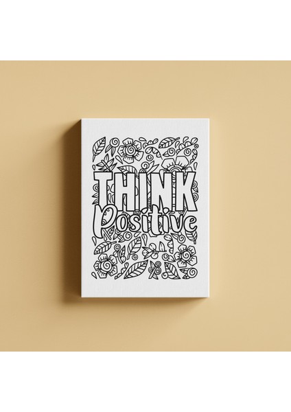 Think Positive Mandala Yetişkin Boyama Kanvas Tablo