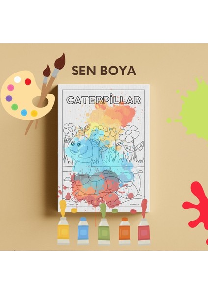 Caterpillar Mandala Çocuk Boyama Kanvas Tablo