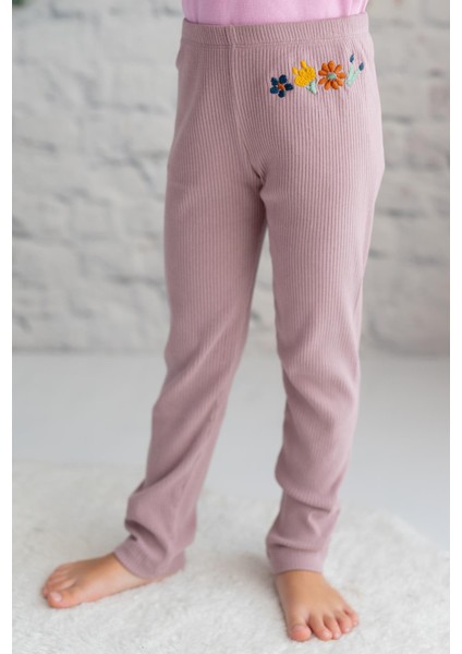 Kız Çocuk Nakışlı Kaşkorse Pantolon