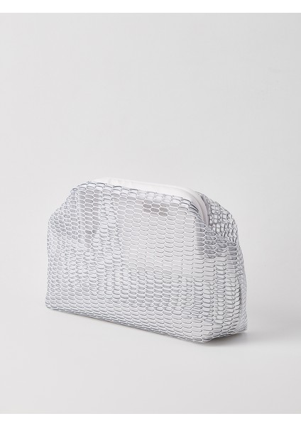 Kadın Petek Desenli Şeffaf Clutch El Çantası