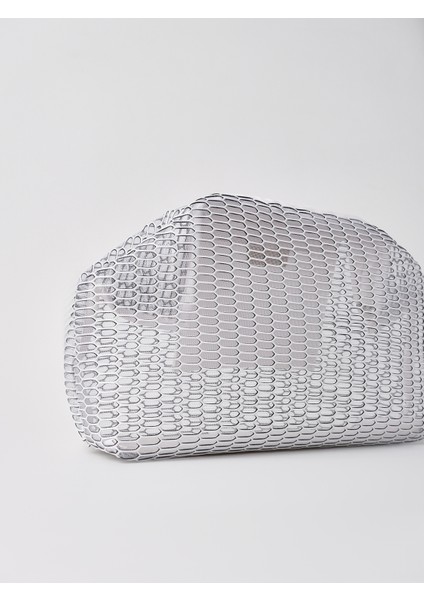 Kadın Petek Desenli Şeffaf Clutch El Çantası