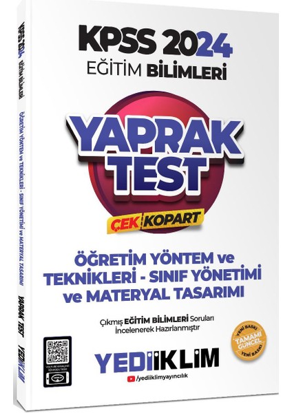 2024 KPSS Eğitim Bilimleri Öğretim Yöntem ve Teknikleri Çek Kopart Yaprak Test