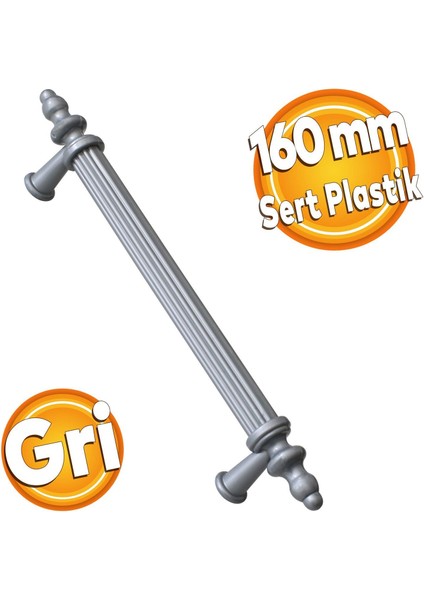 Polavit Mobilya Çekmece Mutfak Dolap Dolabı Kulpu Kulbu 160 mm Gri Sert Plastik Kulpları (10 ADET)