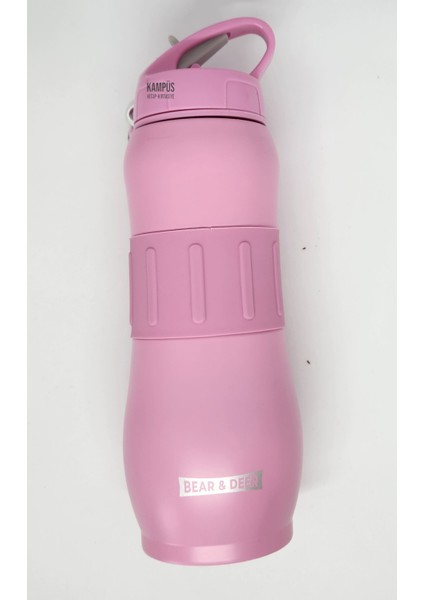 Soft Pembe Renk 830 ml Pipetli Çelik Matara