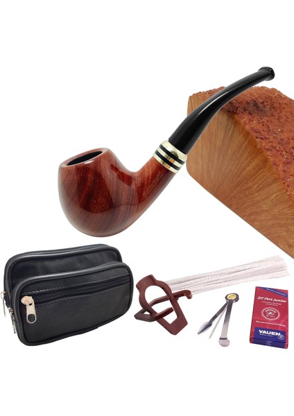 Kahverengi Sandalwood Parlak Ahşap Pipo Seti RC94-TAKIM