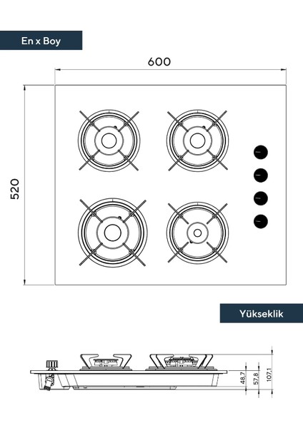 Kumtel Ankastre Siyah Ko-40 Cam Ocak Doğalgazlı Emniyetli