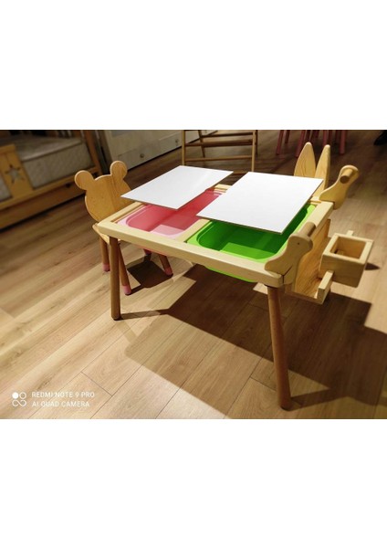 Montessori Çocuk Duyu Masası Takımı ( Rulolu - Kalemlikli )