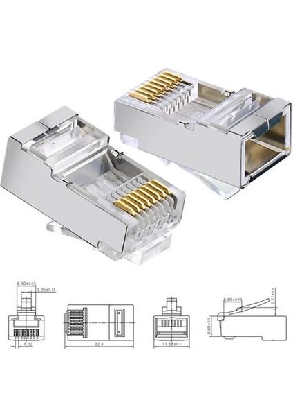 Ez RJ45 Cat5/cat6 Yeni Nesil Metal Delikli Konnektör 100 Adet