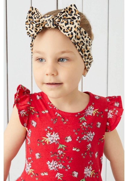Leopar El Yapımı Yumuşak Fiyonk Bağlamalı Doğal Pamuklu Penye Bebek Çocuk Kız Bandana Best Of Serisi