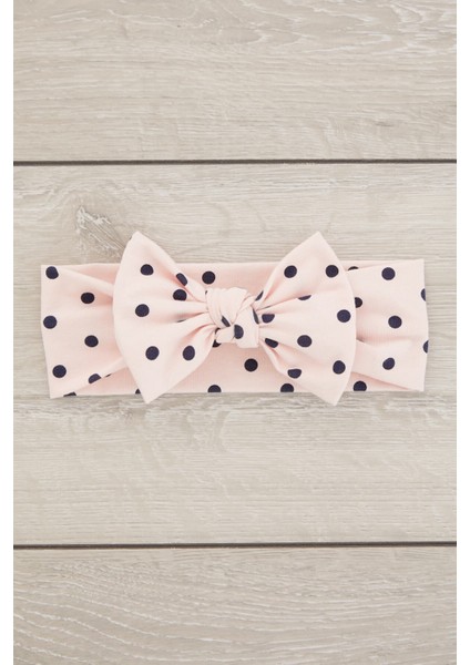 Pudra Siyah Puantiyeli El Yapımı Yumuşak Fiyonk Bağlamalı Doğal Pamuklu Penye Bebek Çocuk Kız Bandana BEST OF SERİSİ fırsatları