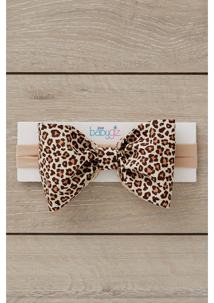 El Yapımı Büyük Fiyonk Doğal Pamuklu Bebek Çocuk Kız Saç Bandı Cool Leopar