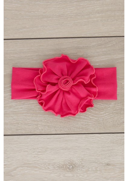 Fuşya El Yapımı Yumuşak Eşsiz Aksesuarlı Doğal Pamuklu Penye Bebek Çocuk Kız Bandana Bahar Serisi