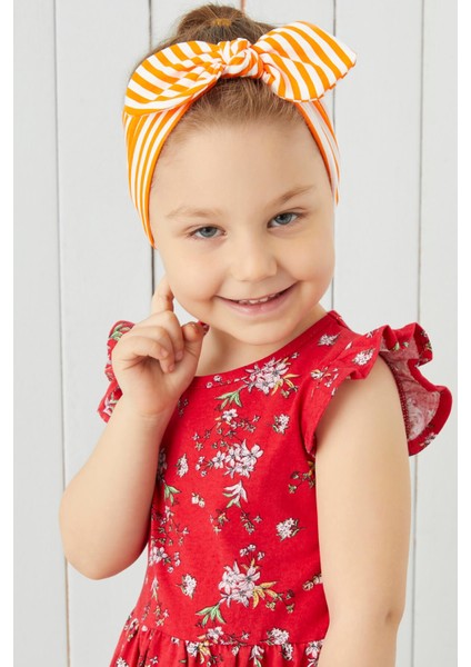 Turuncu Beyaz Çizgili El Yapımı Yumuşak Fiyonk Bağlamalı Doğal Pamuklu Penye Bebek Çocuk Kız Bandana Best Of Serisi modelleri