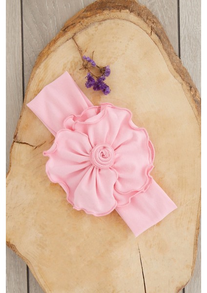 Pembe El Yapımı Yumuşak Eşsiz Aksesuarlı Doğal Pamuklu Penye Bebek Çocuk Kız Bandana BAHAR SERİSİ