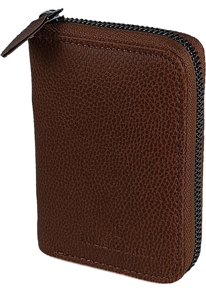 BN86 Suni Deri Erkek Cüzdan Fermuarlı 14 Kartlık Kağıt Para Bölmeli