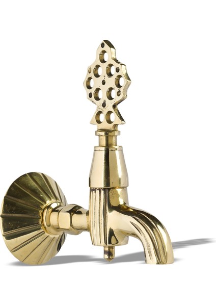 Otantik Osmanlı Motifli Eko Pirinç Döküm Musluk Başlığı Gold Renk