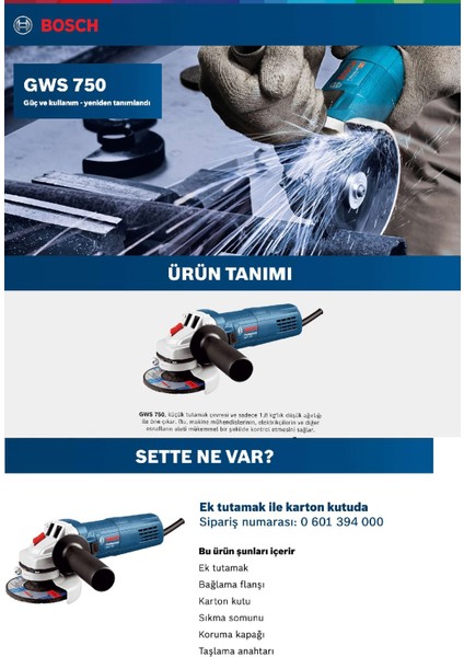 Gws 750 Avuç Taşlama 750 W 115 mm 0601394000 modelleri