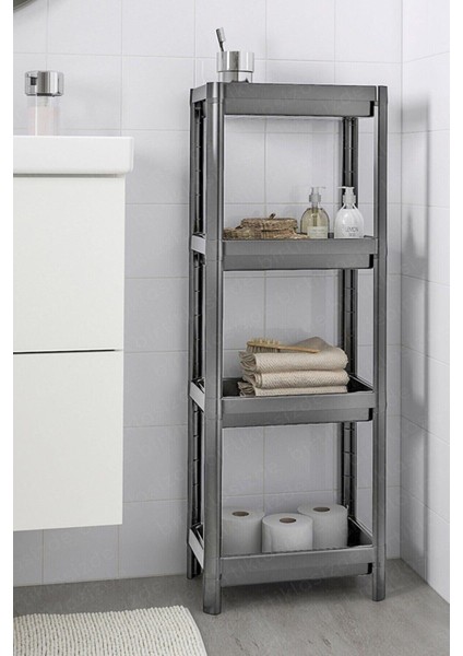 4 Katlı Banyo Balkon ve Mutfak Rafı Çok Amaçlı Düzenleyici Raf Gri