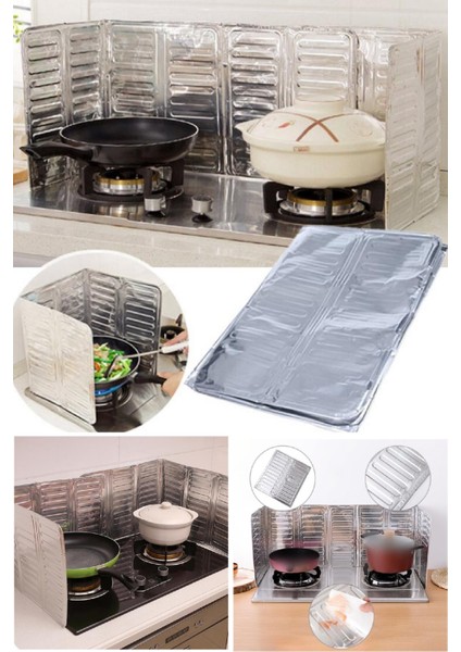 Pratik Ocak Yağ Koruyucu Katlanabilir Alüminyum Levha 32,5 x 84 cm