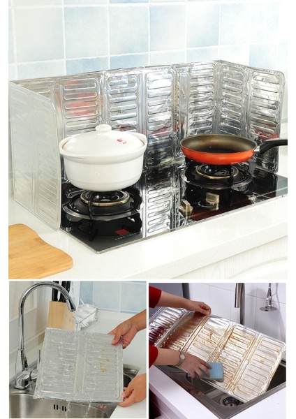 Pratik Ocak Yağ Koruyucu Katlanabilir Alüminyum Levha 32,5 x 84 cm modelleri