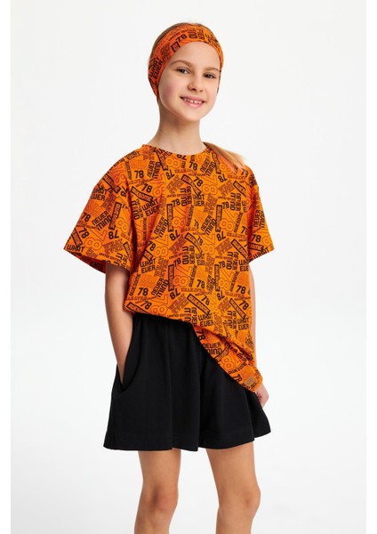 Turuncu Kız Pamuklu Penye, Kaymaz, Terletmez, Ultra Hafif, Esnek Desenli Saç Bandı Bandana modelleri