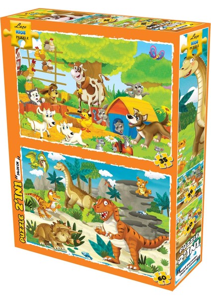 Neşeli Hayvanlar 2 Si 1 Arada 35-60 Parça Puzzle