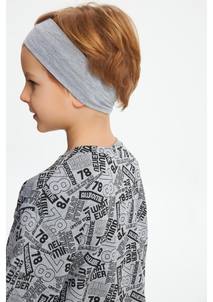 Gri Erkek Çocuk Pamuklu Penye Oversize Gri T-Shirt Bandana 2'li Takım fırsatları
