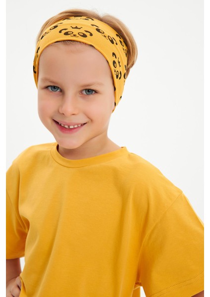 Hardal Desenli-Hardal Erkek Çocuk Pamuklu Penye Oversize Hardal T-Shirt Bandana 2'li Takım modelleri