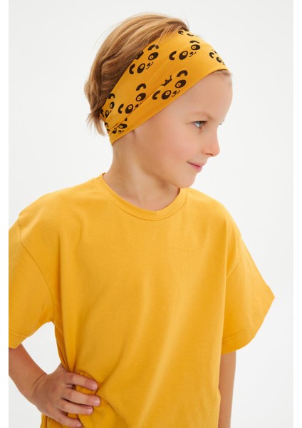 Hardal Desenli-Hardal Erkek Çocuk Pamuklu Penye Oversize Hardal T-Shirt Bandana 2'li Takım indirimleri