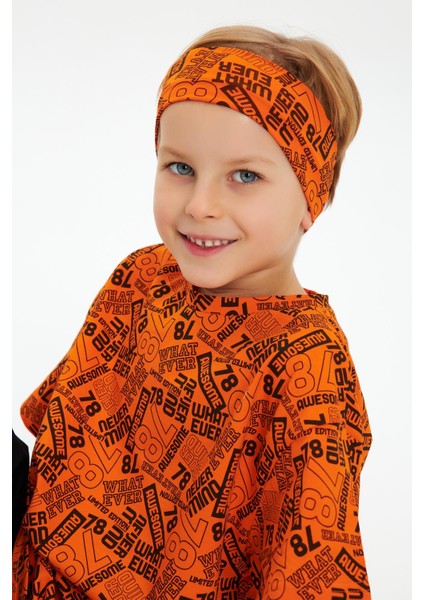 Turuncu Erkek Çocuk Pamuklu Penye Oversize Gri T-Shirt Bandana 2'li Takım fiyatları