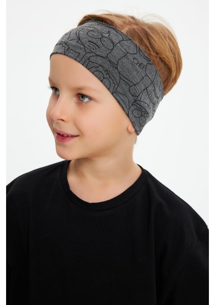 Füme Desenli-Siyah Erkek Çocuk Pamuklu Penye Oversize Kamuflaj T-Shirt Bandana İkili Takım fiyatları