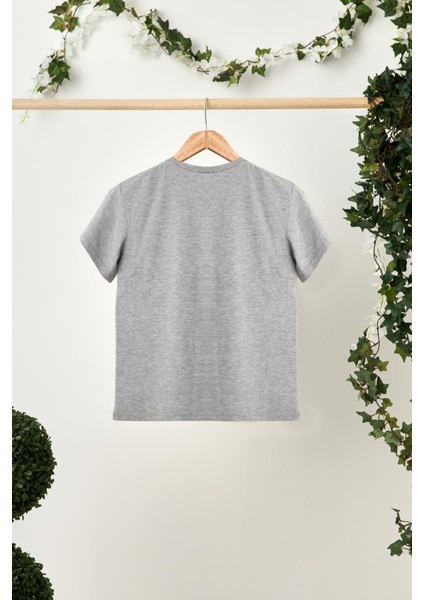Gri-Lacivert Erkek Çocuk Pamuklu Penye Oversize Gri T-Shirt Gri Bandana 2'li Takım indirimleri