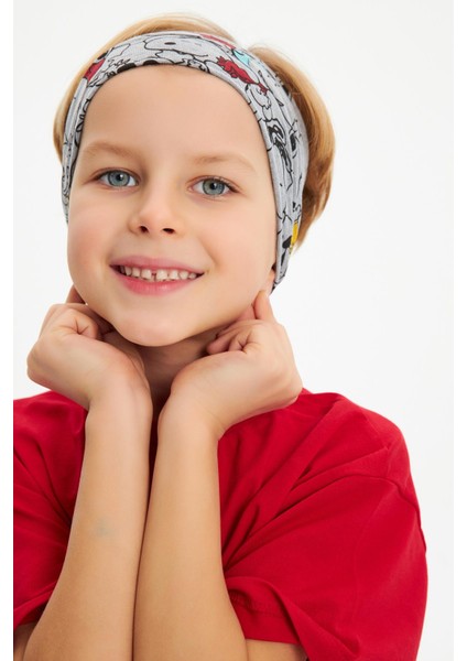 Gri Desenli-Kırmızı Erkek Çocuk Pamuklu Penye Oversize Kırmızı T-Shirt Gri Bandana 2'li Takım fiyatları