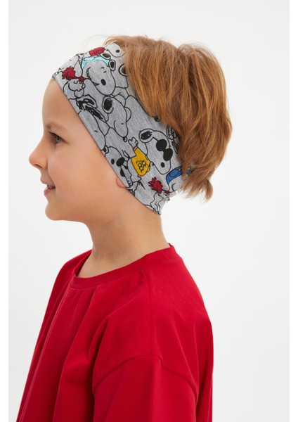 Gri Desenli-Kırmızı Erkek Çocuk Pamuklu Penye Oversize Kırmızı T-Shirt Gri Bandana 2'li Takım fırsatları