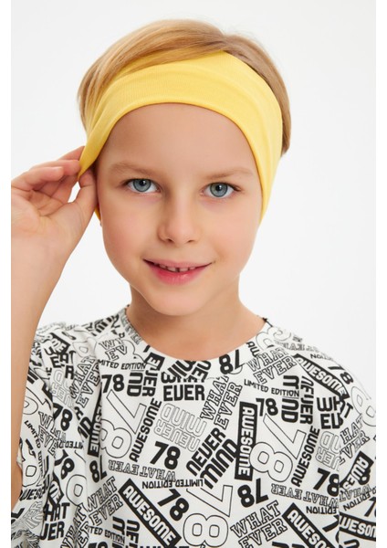 Sarı-Beyaz Erkek Çocuk Pamuklu Penye Oversize Beyaz T-Shirt Sarı Bandana 2'li Takım fiyatları