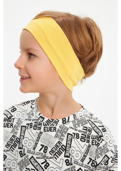 Sarı-Beyaz Erkek Çocuk Pamuklu Penye Oversize Beyaz T-Shirt Sarı Bandana 2'li Takım modelleri