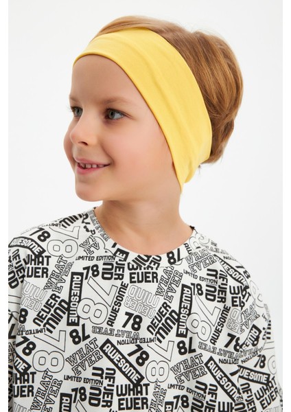 Sarı-Beyaz Erkek Çocuk Pamuklu Penye Oversize Beyaz T-Shirt Sarı Bandana 2'li Takım fırsatları