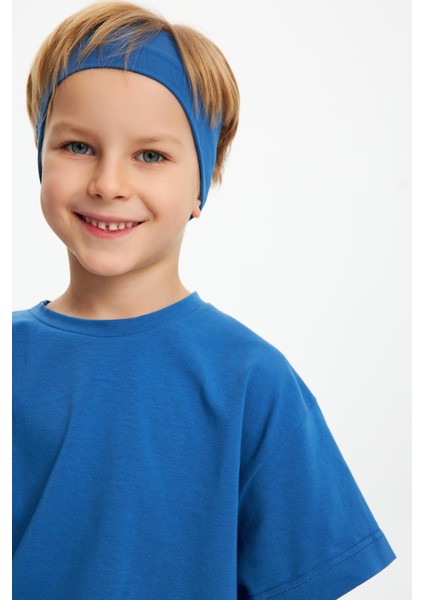 Mavi-Mavi Erkek Çocuk Pamuklu Penye Oversize Mavi T-Shirt Mavi Bandana İkili Takım Trend Seri 1 fiyatları