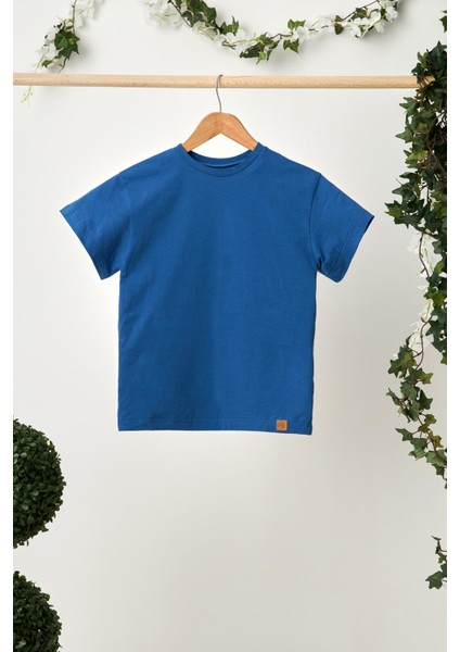 Mavi-Mavi Erkek Çocuk Pamuklu Penye Oversize Mavi T-Shirt Mavi Bandana İkili Takım Trend Seri 1 indirimleri