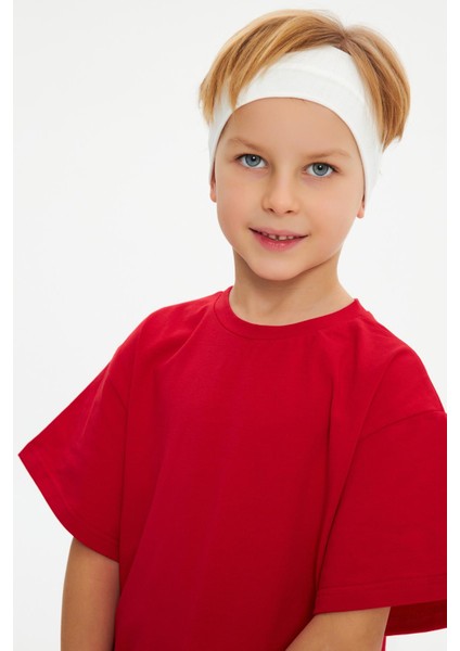 Kırmızı-Beyaz Erkek Çocuk Pamuklu Penye Oversize Kırmızı T-Shirt Beyaz Bandana 2'li Takım fiyatları