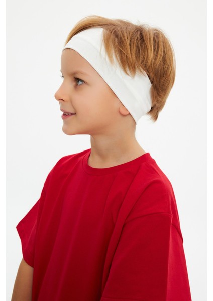Kırmızı-Beyaz Erkek Çocuk Pamuklu Penye Oversize Kırmızı T-Shirt Beyaz Bandana 2'li Takım fırsatları