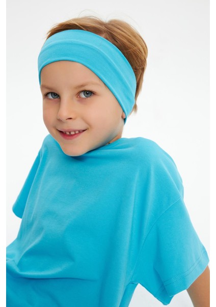 Aqua-Aqua Erkek Çocuk Pamuklu Penye Oversize Aqua T-Shirt Bandana İkili Takım modelleri