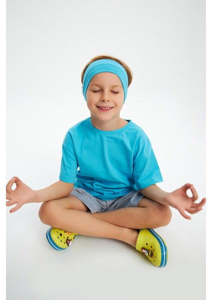 Aqua-Aqua Erkek Çocuk Pamuklu Penye Oversize Aqua T-Shirt Bandana İkili Takım indirimleri