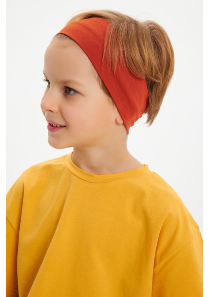 Kiremit-Hardal Erkek Çocuk Pamuklu Penye Oversize Gri T-Shirt Lacivert Bandana 2'li Takım fiyatları