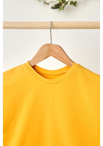 Kiremit-Hardal Erkek Çocuk Pamuklu Penye Oversize Gri T-Shirt Lacivert Bandana 2'li Takım fırsatları