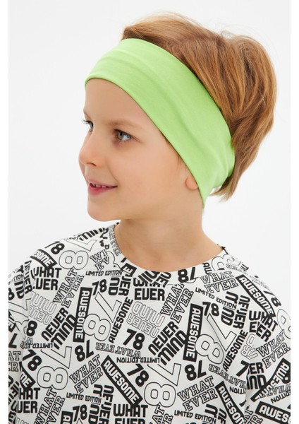 Yeşil Beyaz Erkek Çocuk Pamuklu Penye Oversize Beyaz T-Shirt Yeşil Bandana 2'li Takım fiyatları